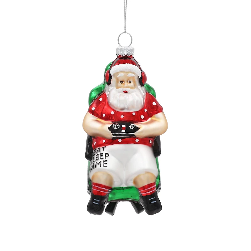 4.75" Gamer Santa Glass Ornament by Ashland®