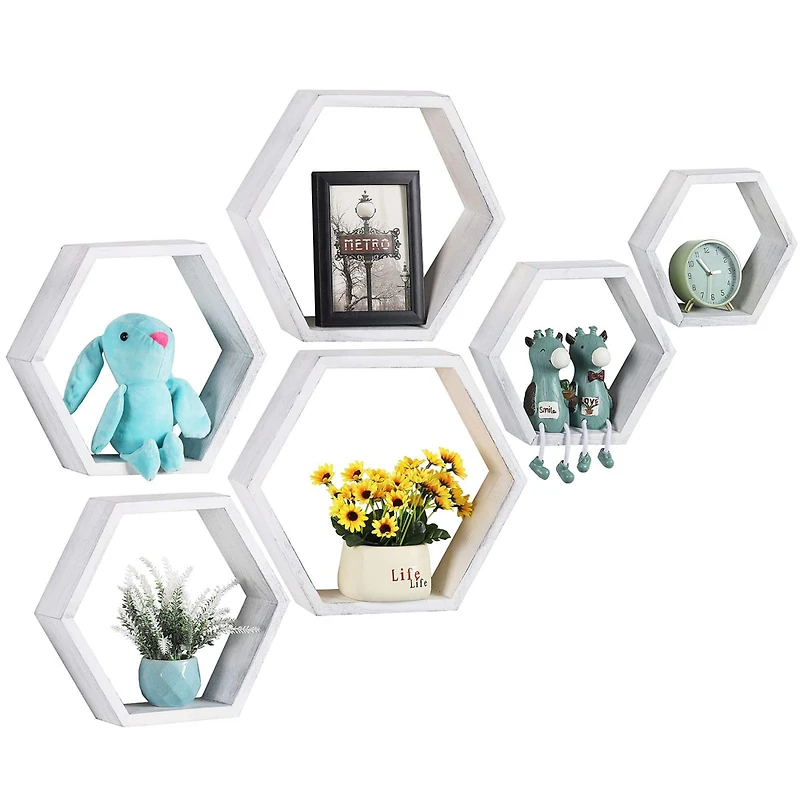 NEX™ LIANTRAL Hexagon Floating Wood Shelves Set
