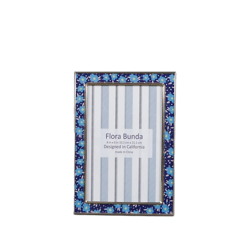 Flora Bunda 4" x 6" Blue Floral Aluminum Picture Frame