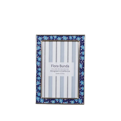 Flora Bunda 4" x 6" Blue Floral Aluminum Picture Frame