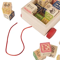 Toy Time ABC & 123 Wooden Blocks with Pull Cart Storage Box