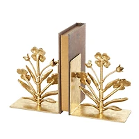 6.5" Gold Shimmer Metal Floral Bookends, 2ct.