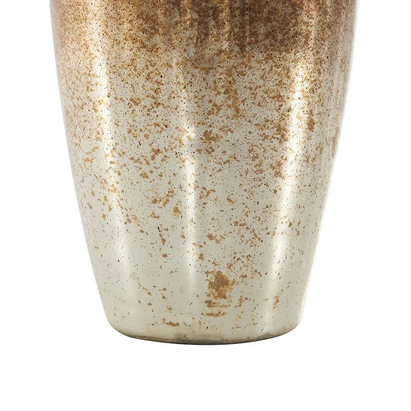 14" Gold, Beige & Copper Glass Speckled Ombre Decorative Jar with Textured Top Knob