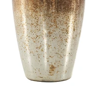 14" Gold, Beige & Copper Glass Speckled Ombre Decorative Jar with Textured Top Knob