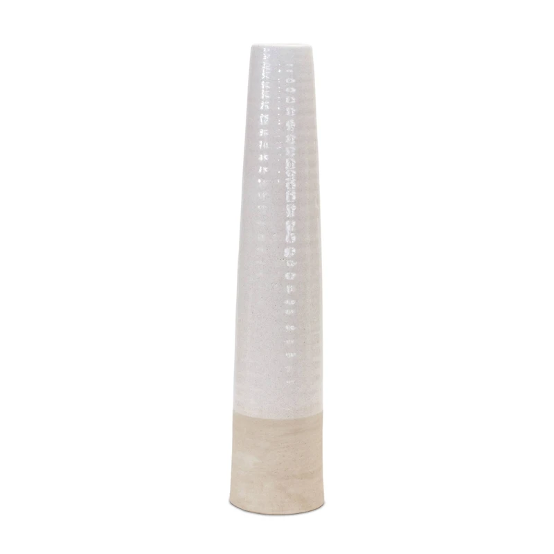 23.5" White Stoneware Floor Vase