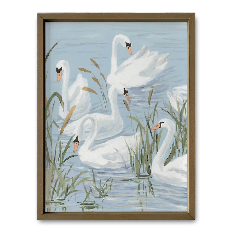 18" x 24" Swans & Cattails Framed Wall Art