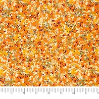 SINGER Orange Floral Packed Cotton Fabric