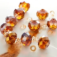 12 Pack: Amber Faceted Glass Rondelle Beads, 14mm by Bead Landing™