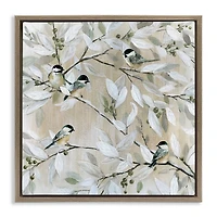 Stupell Industries Chickadee Birds on Branches Floater Framed Art
