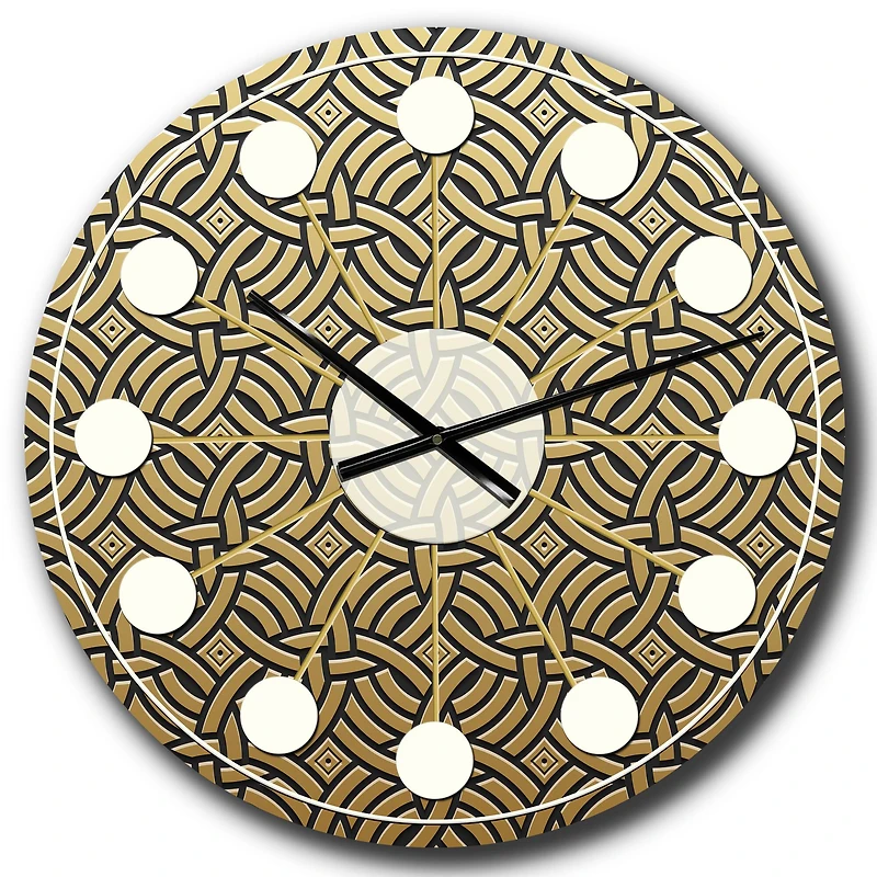 Designart 'Golden Luxury Metallic Geometrics Xxi Mid-Century Modern Wall Clock