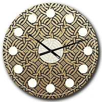 Designart 'Golden Luxury Metallic Geometrics Xxi Mid-Century Modern Wall Clock