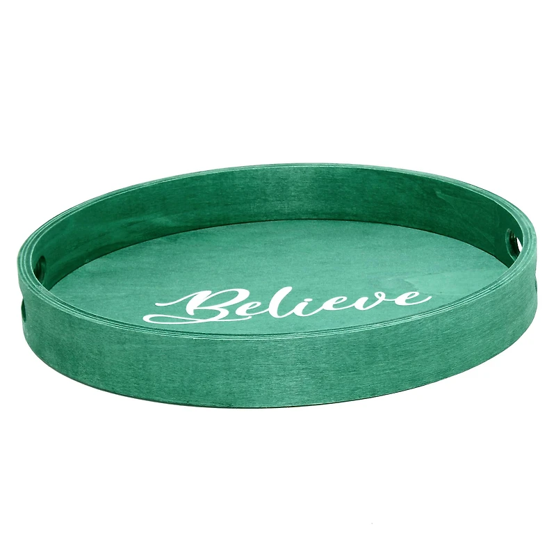 Elegant Designs™ 13.8" Round Believe Serving Tray with Handles