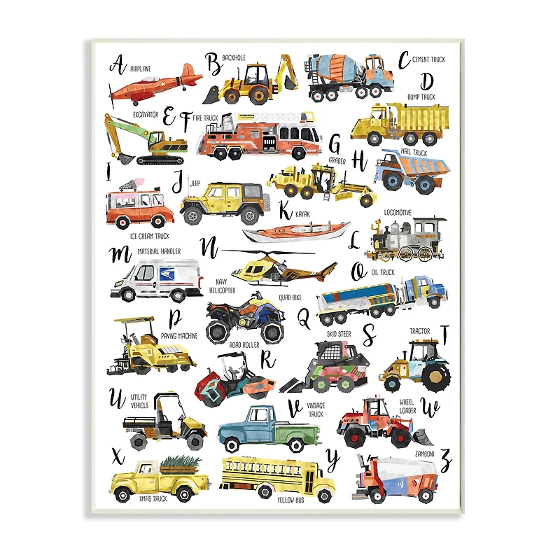 Stupell Industries ABC's of Motor Vehicles Kid's Alphabet Chart Wall Plaque