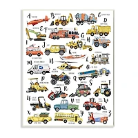 Stupell Industries ABC's of Motor Vehicles Kid's Alphabet Chart Wall Plaque