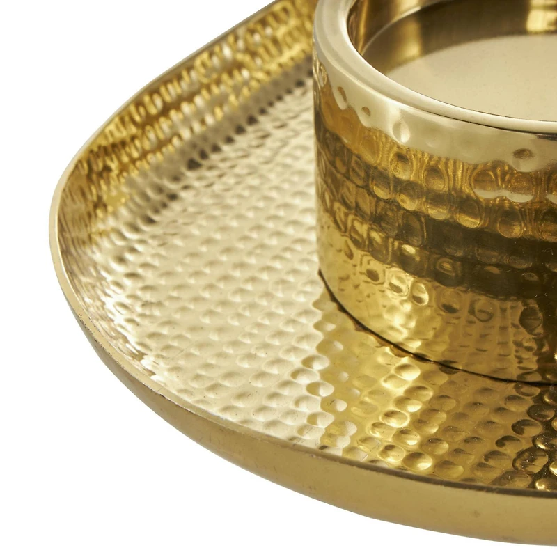 26" Stainless Steel 4 Candle Candelabra with Attached Tray