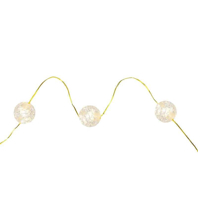 27ct. Warm White LED Clear Cracked Ball String Lights on Gold Wire by Ashland®