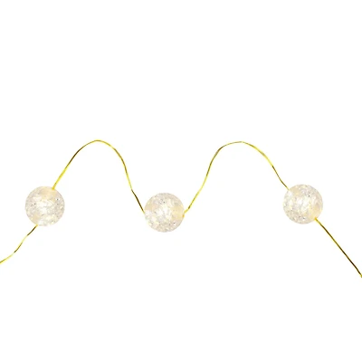 27ct. Warm White LED Clear Cracked Ball String Lights on Gold Wire by Ashland®