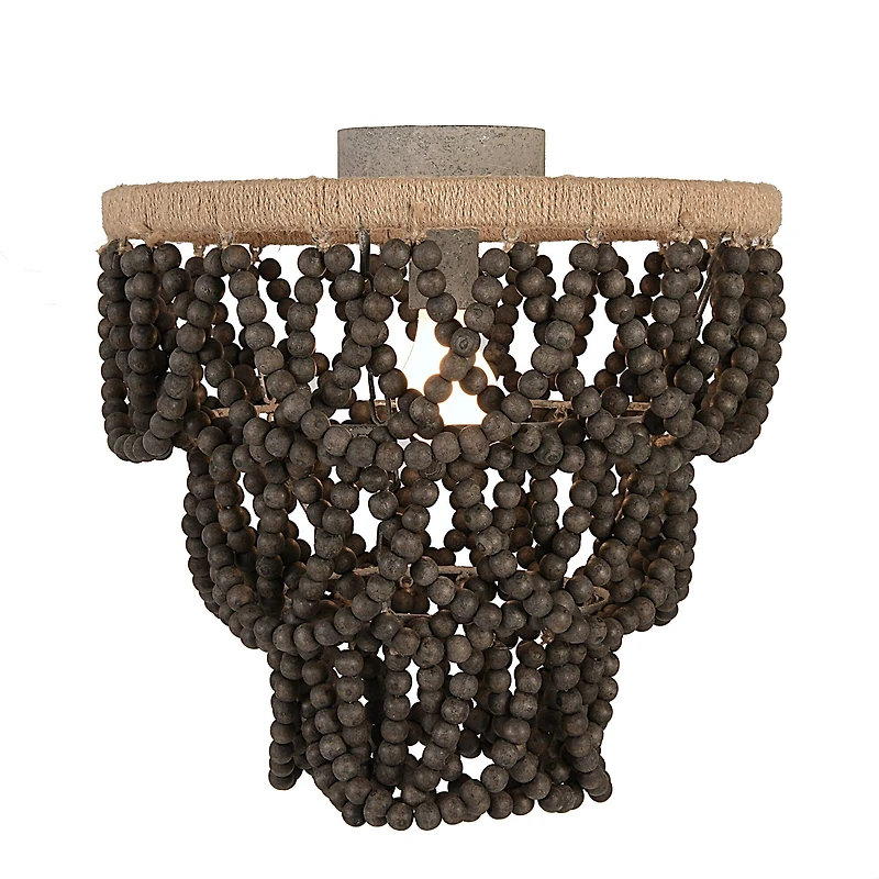 Hello Honey® Dark Gray Wood Bead & Metal Semi-Flush Light