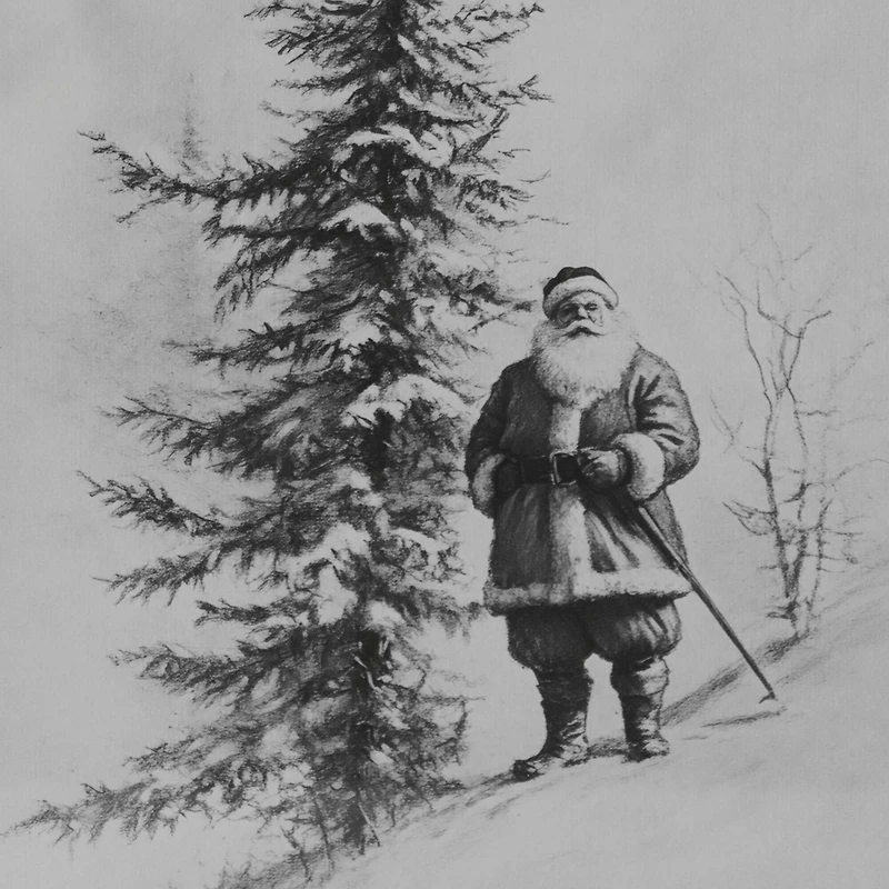 12" x 16" Black & White Santa Sketch with Tree Wall Décor by Ashland®
