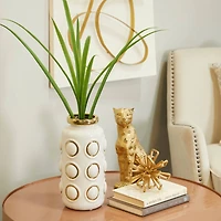 White Stoneware Contemporary Vase, 12" x 6" x 6"