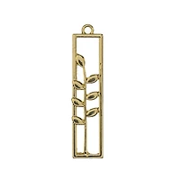 John Bead 34mm Gold Rectangle Leaves Beadwork Pendants, 4ct.