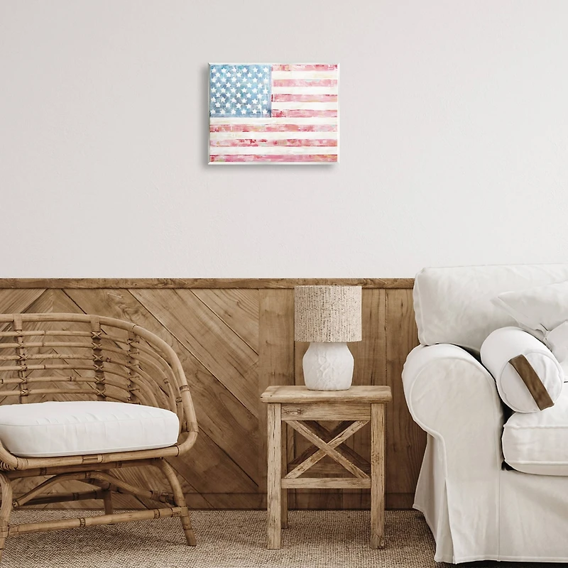 Stupell Industries Patriotic Brushed Flag Wall Plaque Art