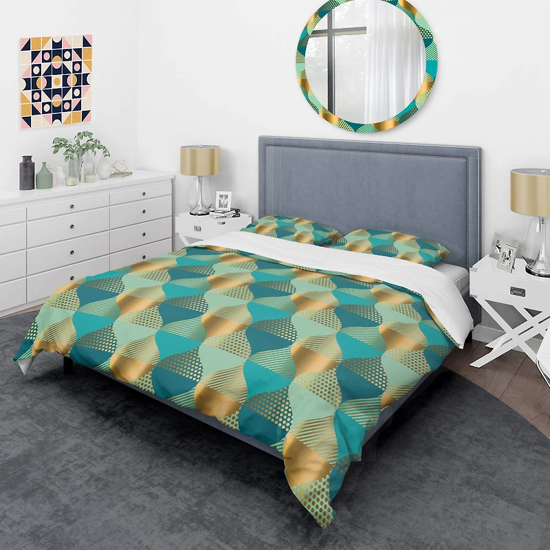 Designart 'Luxury Retro Drops II' Mid-Century Duvet Cover Set