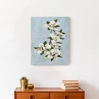 Magnolias On Blue 16" x 20" Canvas Wall Art