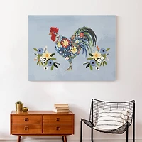 Floral Rooster 40" x 30" Canvas Wall Art
