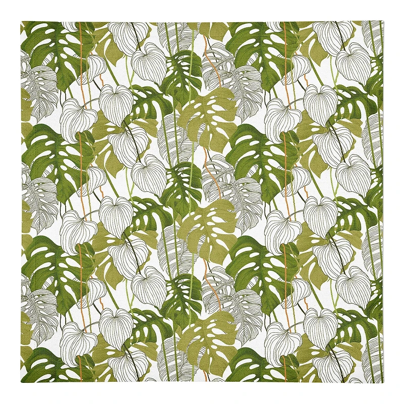 Yellow Green Monstera 10" x 10" Cotton Twill Napkin