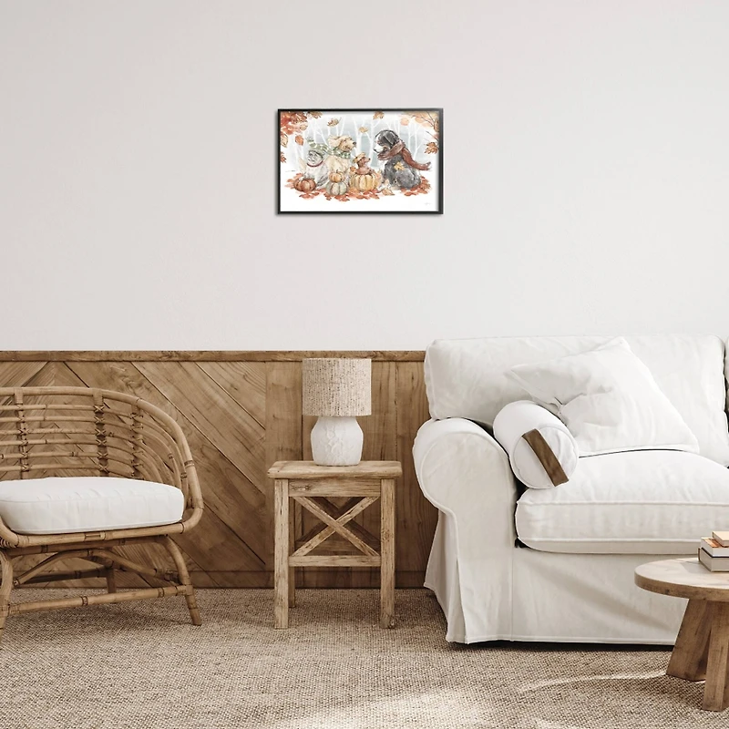 Stupell Industries Autumn Fun Dogs Framed Giclee Art