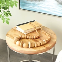 Light Brown Wood Necklace Handmade Geometric Beaded Garland Sculpture