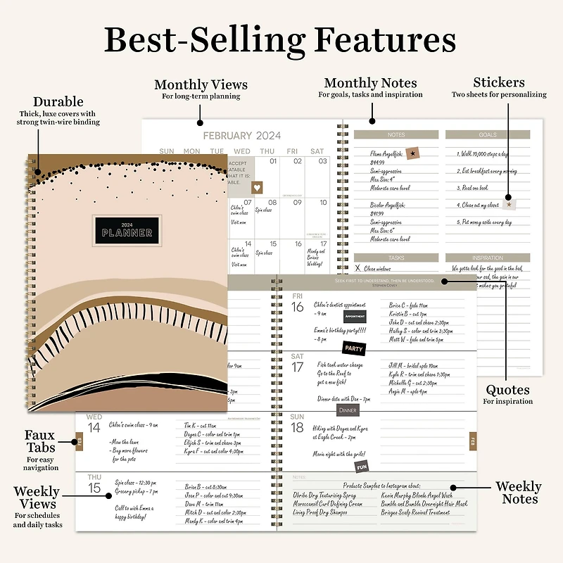 TF Publishing 2024 Black & Tan Large Planner