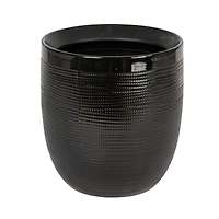 Hello Honey® 12" Black Coastal Embossed Textured Stoneware Planter
