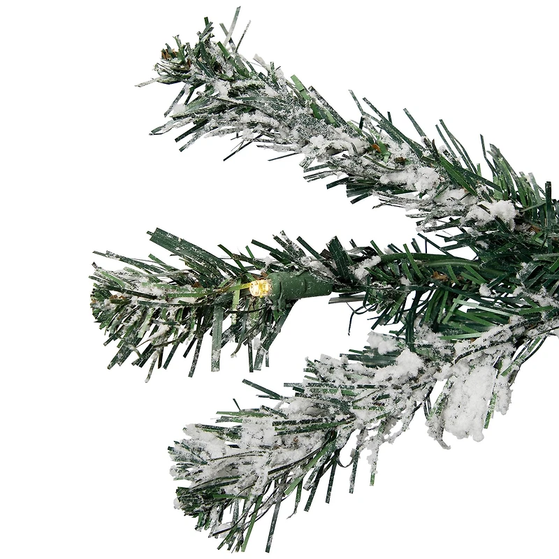 9ft. Pre-Lit Flocked Pine Artificial Christmas Tree, Warm White LED Lights