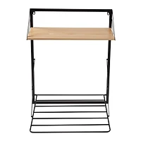 Honey Can Do Black & Maple Wall Mounted Drying Rack with Shelf