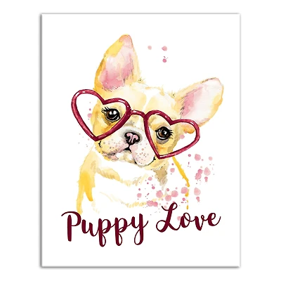 Heart Glasses Puppy Love 11" x 14" Canvas Wall Art