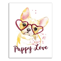 Heart Glasses Puppy Love 11" x 14" Canvas Wall Art
