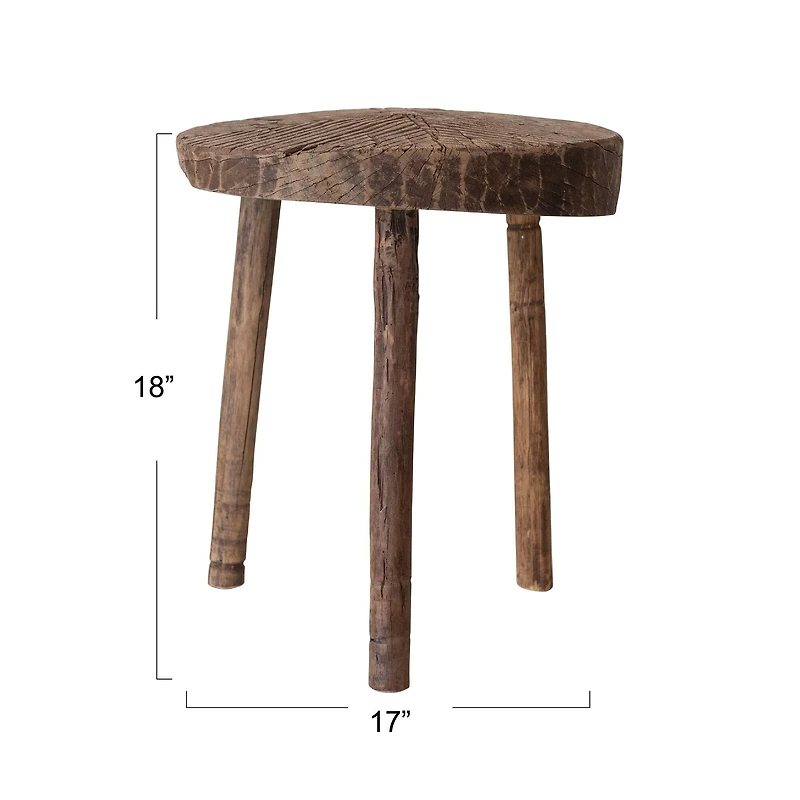 Hello Honey® 18" Natural Distressed Found Reclaimed Wood Stool