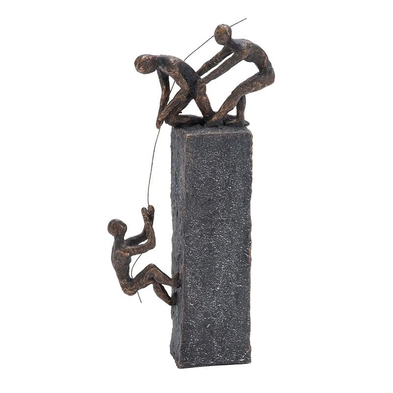 Grey Polystone Sculpture, Rock Climber 17" x 7" x 3"