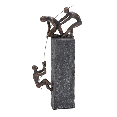 Grey Polystone Sculpture, Rock Climber 17" x 7" x 3"