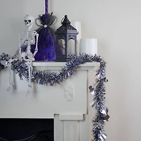 50ft. Black & Silver Ghosts Halloween Tinsel Garland