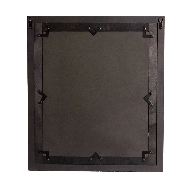 Glitzhome® 31.5" Washed White Wooden Farmhouse Square Windowpane Wall Mirror