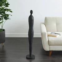 3.5ft. Black Abstract Ribbed Figure Sculpture