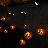 25ct. Jack-o'-Lantern Orange LED Curtain Icicle String Lights