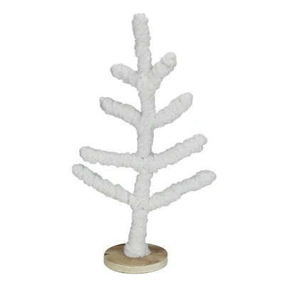19.5" White Yarn Wrapped Christmas Tree Tabletop Decoration
