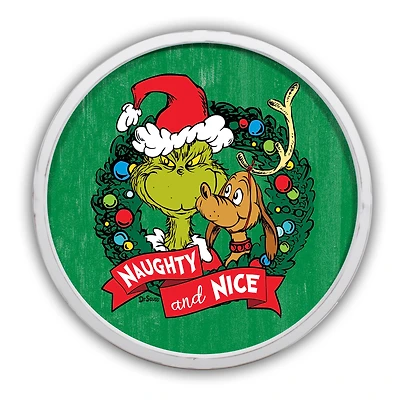 The Grinch Naughty and Nice 20" x 20" Dr. Seuss Round White Framed Print