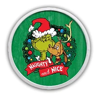 The Grinch Naughty and Nice 20" x 20" Dr. Seuss Round White Framed Print