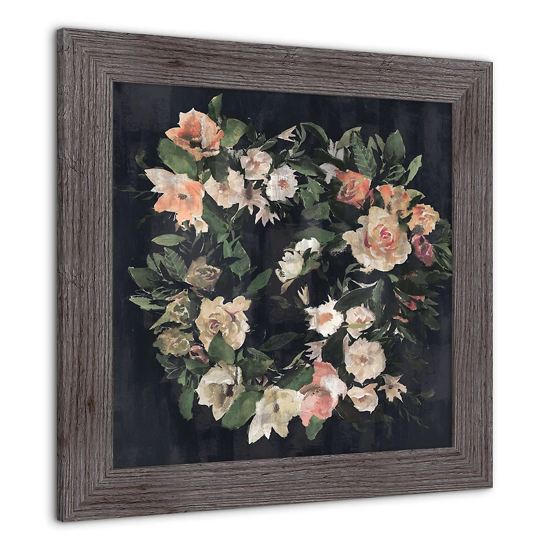Navy Floral 16" x 16" Western Gray Framed Print