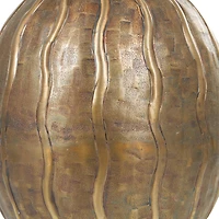 12" Brass Metal Snakeskin Inspired Vase with Dimensional Wavy Accents